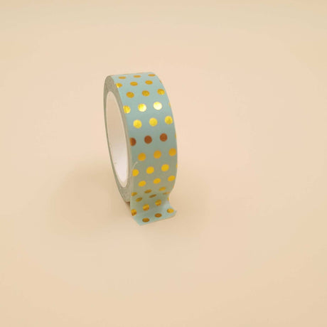 Banda Washi - Verde Deschis Model Buline Aurii Paperie.ro 