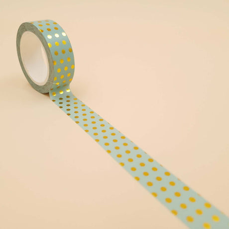 Banda Washi - Verde Deschis Model Buline Aurii Paperie.ro 