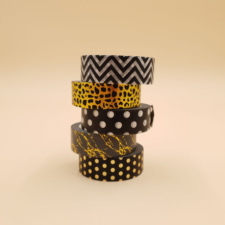 Banda Washi - Set 5 bucati culori inchise Banda Washi Paperie.ro 