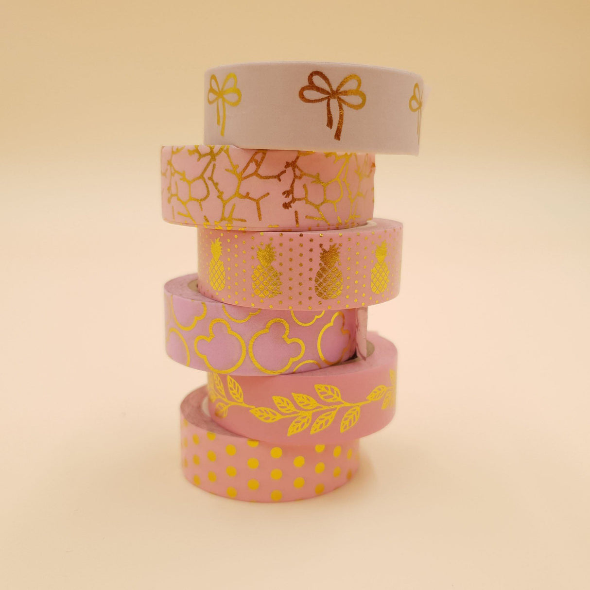 Banda Washi - Set 5 bucati Auriu Shine Banda Washi Paperie.ro 