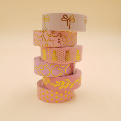 Banda Washi - Set 5 bucati Auriu Shine Banda Washi Paperie.ro 