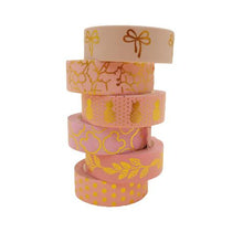 Încarcă imaginea în vizualizatorul Galerie, Banda Washi - Set 6 bucati Auriu Shine Banda Washi Paperie.ro 
