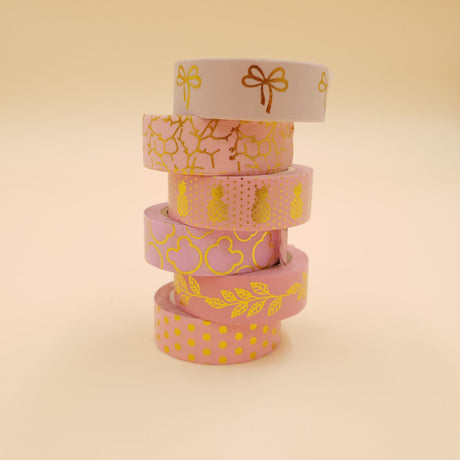 Banda Washi - Set 5 bucati Auriu Shine Banda Washi Paperie.ro 