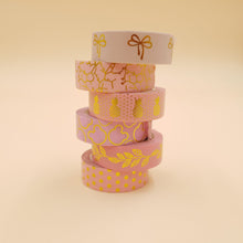 Încarcă imaginea în vizualizatorul Galerie, Banda Washi - Set 5 bucati Auriu Shine Banda Washi Paperie.ro 
