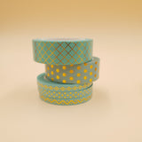 Banda Washi - Set 3 bucati Auriu Turquoise Banda Washi Paperie.ro 