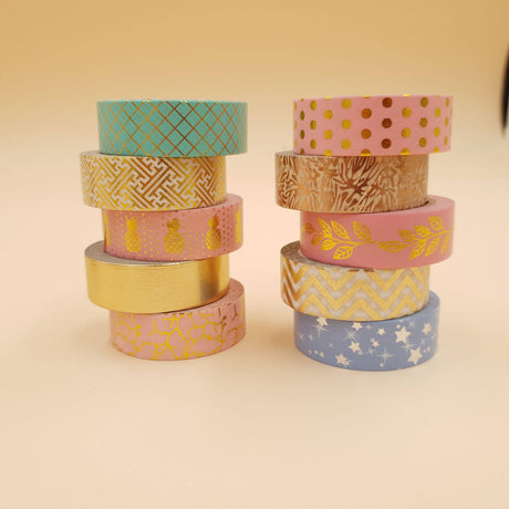 Banda Washi - Set 10 bucati Auriu Regal Banda Washi Paperie.ro 