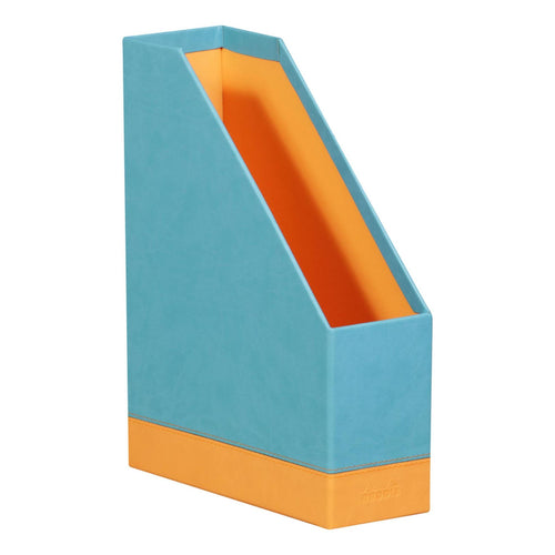 Suport vertical Rhodia turqoaz din imitatie italiana de piele 10x25x31cm suport vertical Rhodia 