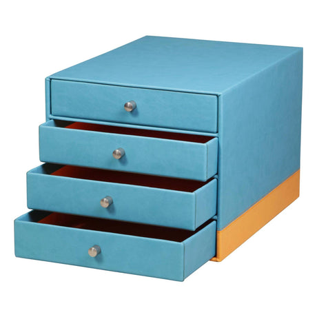 Cutie organizare turquoaz Rhodia cu 4 sertare 24.8x32.7x22.8cm Cutie organizare Rhodia 