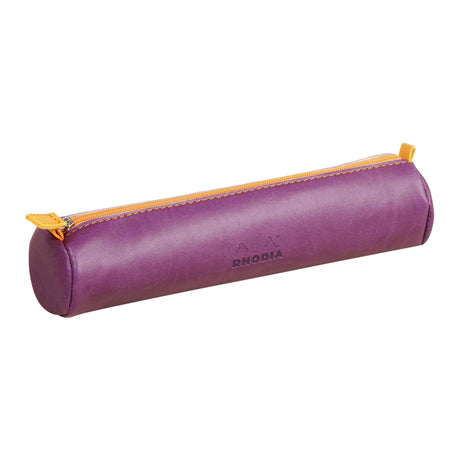 Penar rotund din piele liliac Rhodiarama 5x21,5cm Penar Clairefontaine 