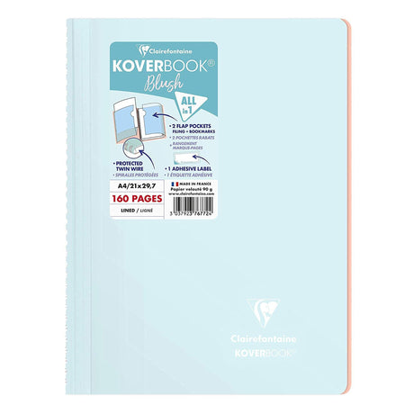 Caiet Koverbook, cu spira, coperta polipropilena, diverse culori asortate 21x29.7cm 80 file dictando Caiet Clairefontaine 