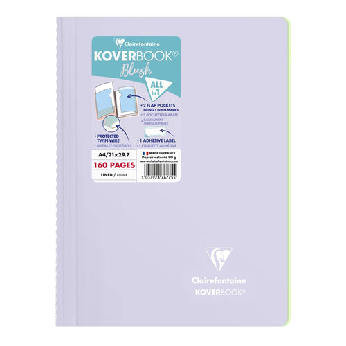 Caiet Koverbook Blush A4 Pastel Clairefontaine, liniat, Liliac/Green Tea 80 file Caiet Clairefontaine 