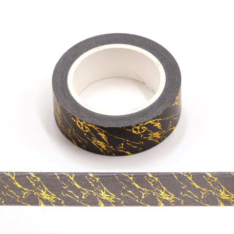 Banda Washi - Negru Model Insertii Aurii Banda Washi Paperie.ro 