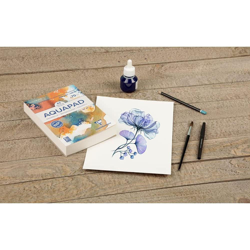 Caiet de pictura Clairefontaine in acuarele GOLDLINE AQUA hartie alba 300g Medium Fine A5 70 file Clairefontaine 