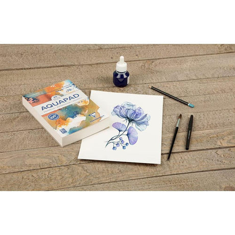 Caiet de pictura Clairefontaine in acuarele GOLDLINE AQUA hartie alba 300g Medium Fine A5 70 file Clairefontaine 