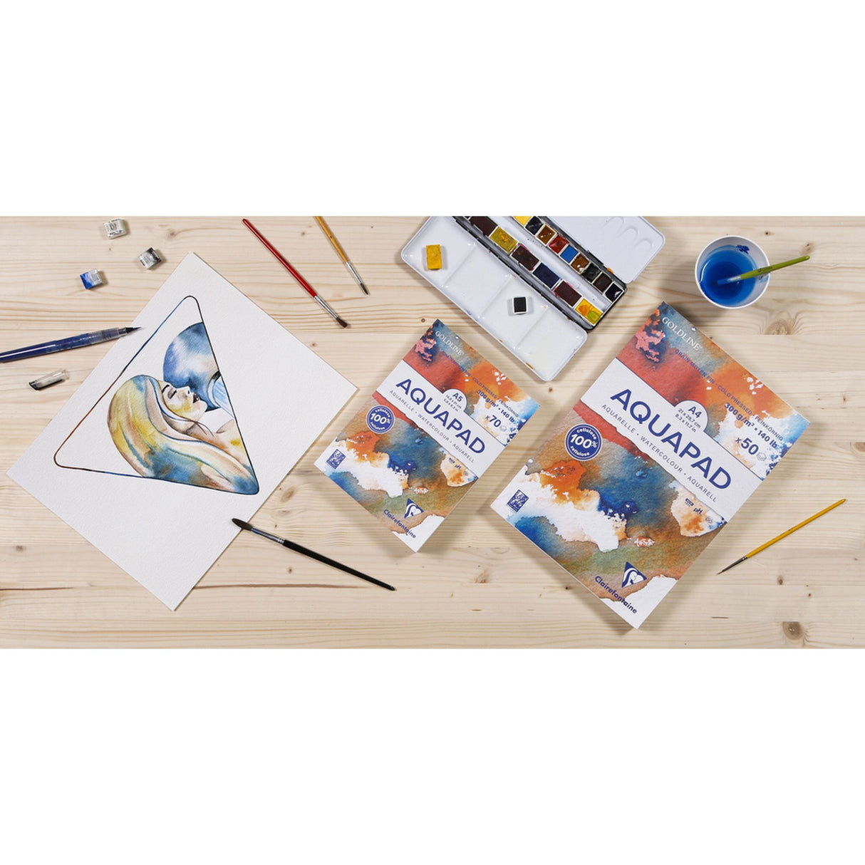 Caiet de pictura in acuarele GOLDLINE AQUA hartie alba 300g Medium Fine A5 70 file Clairefontaine 