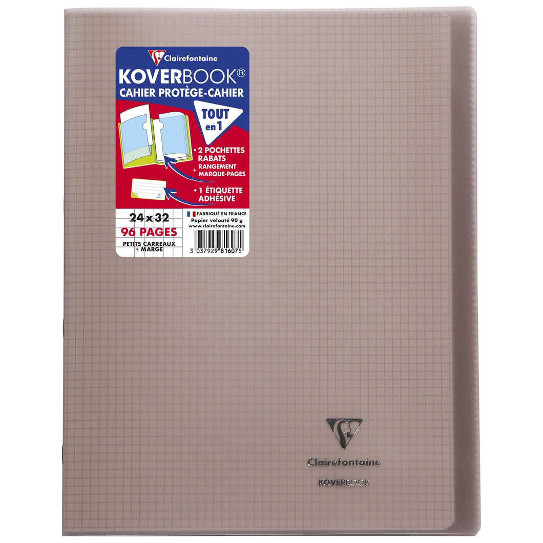 Caiet Koverbook, coperta polipropilena, gri, 24x32cm 48 file matematica Caiet Clairefontaine 