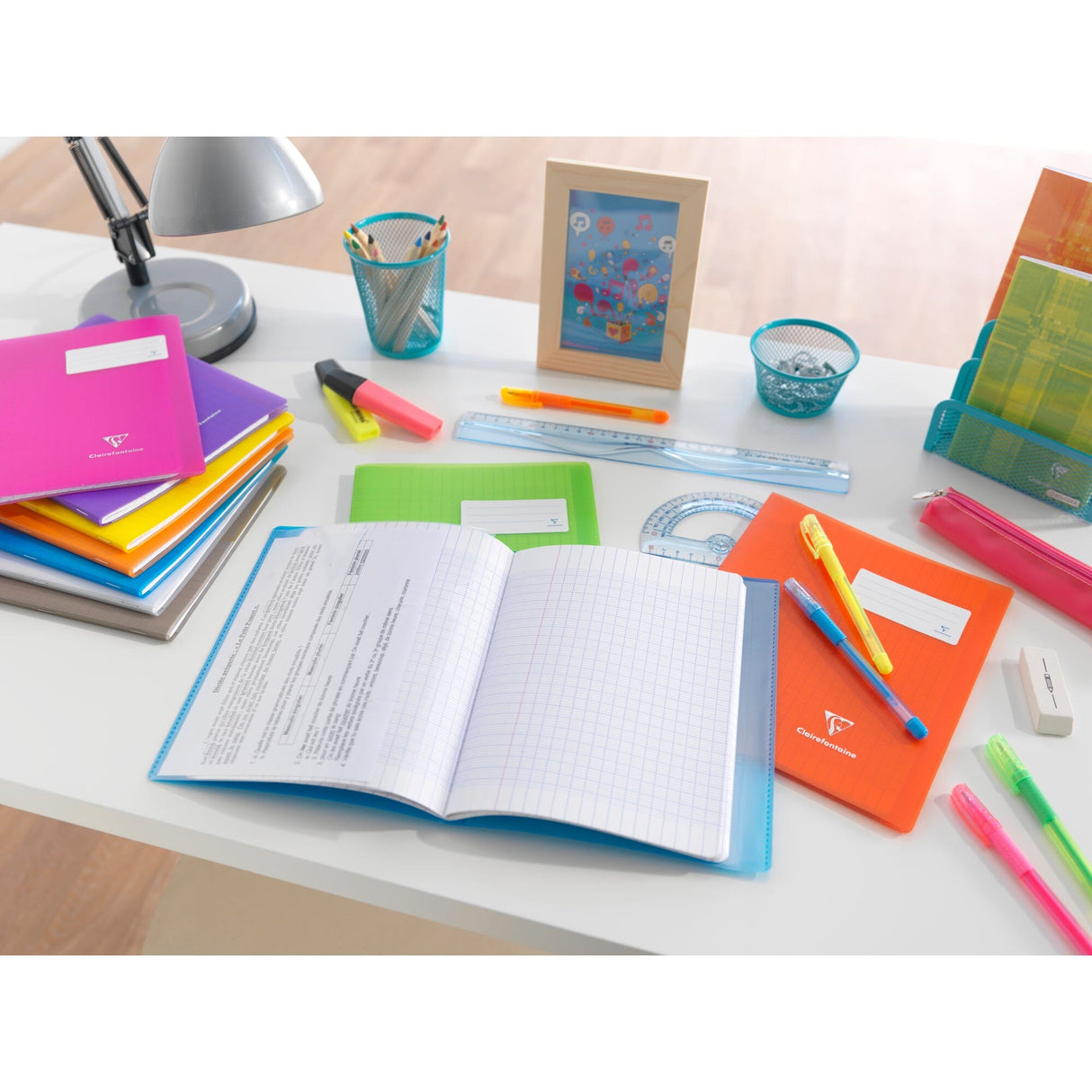 Caiet Koverbook, coperta polipropilena, gri, 24x32cm 48 file matematica Caiet Clairefontaine 