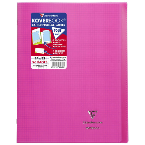 Caiet 24 x 32 cm, 48 file, matematica, coperta PP, hartie 90 g / mp, Koverbook, pink Caiet Clairefontaine 