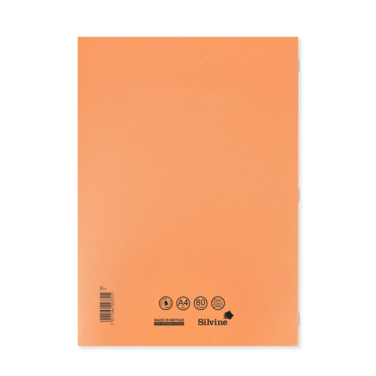 Caiet studentesc Silvine 40 de file dictando, 75g/mp, cu margine de 8mm si coperta portocalie Caiet Paperie.ro 
