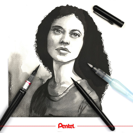 Pensula cu apa pentel Aquabrush, varf rotund mediu, rezervor 7 ml Paperie.ro 