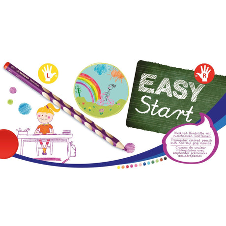 Creioane colorate Stabilo EasyColors, pentru stangaci, 6 culori/portofel carton Creioane colorate Stabilo 