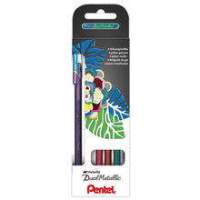 Încarcă imaginea în vizualizatorul Galerie, Roller cu Gel Pentel Hybrid Duo vopsea metalizata+gel 4 culori/set ROLLERE CU GEL Pentel 
