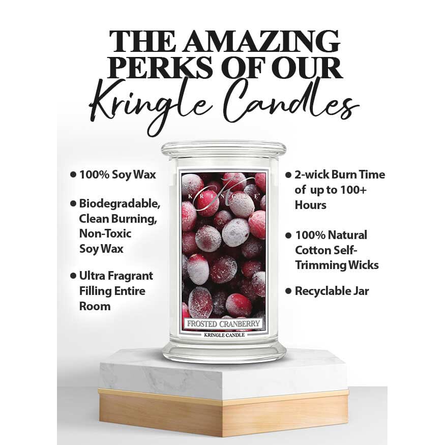 Lumanare parfumata Kringle Candle, 624 g, 2 fitiluri, Frosted Cranberry Lumanare parfumata Kringle Candle 