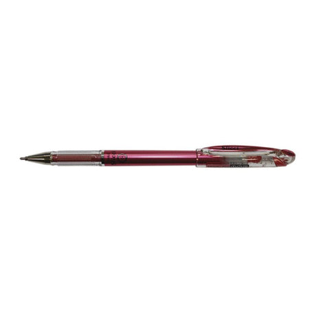 Roller cu gel Pentel Slicci, 0.8 mm, fara mecanism, rosu metalizat Rollere cu gel Pentel 