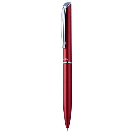 Roller cu gel Pentel EnerGel High Class, 0.7 mm, mecanism prin rasucire, mina neagra, corp metalic rosu Rollere cu gel Pentel 