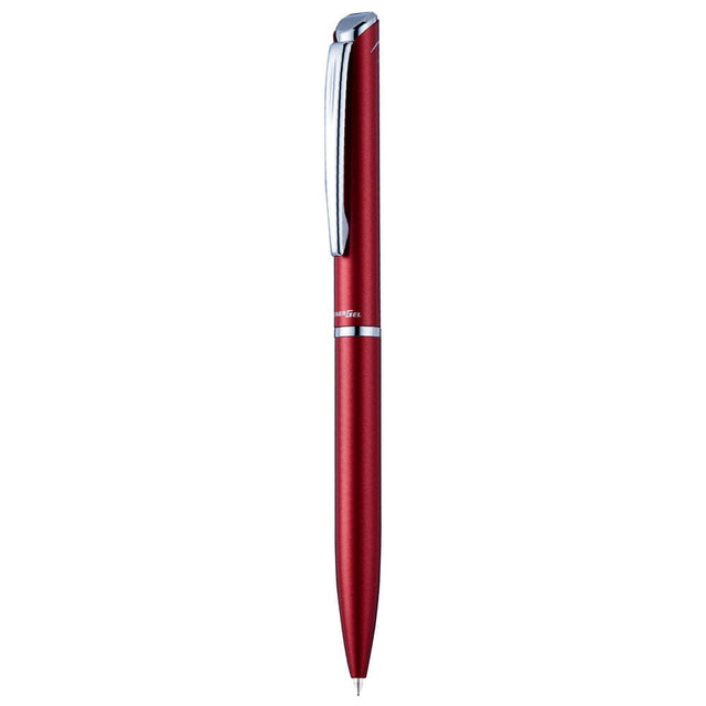 Roller cu gel Pentel EnerGel High Class, 0.7 mm, mecanism prin rasucire, mina neagra, corp metalic rosu Rollere cu gel Pentel 