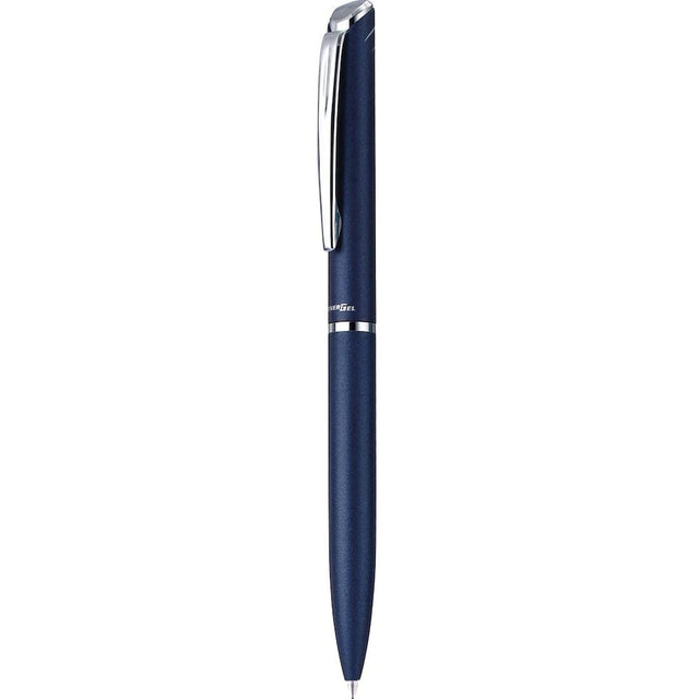 Roller cu gel Pentel EnerGel High Class, 0.7 mm, mecanism prin rasucire, mina neagra, corp metalic bleumarin Rollere cu gel Pentel 