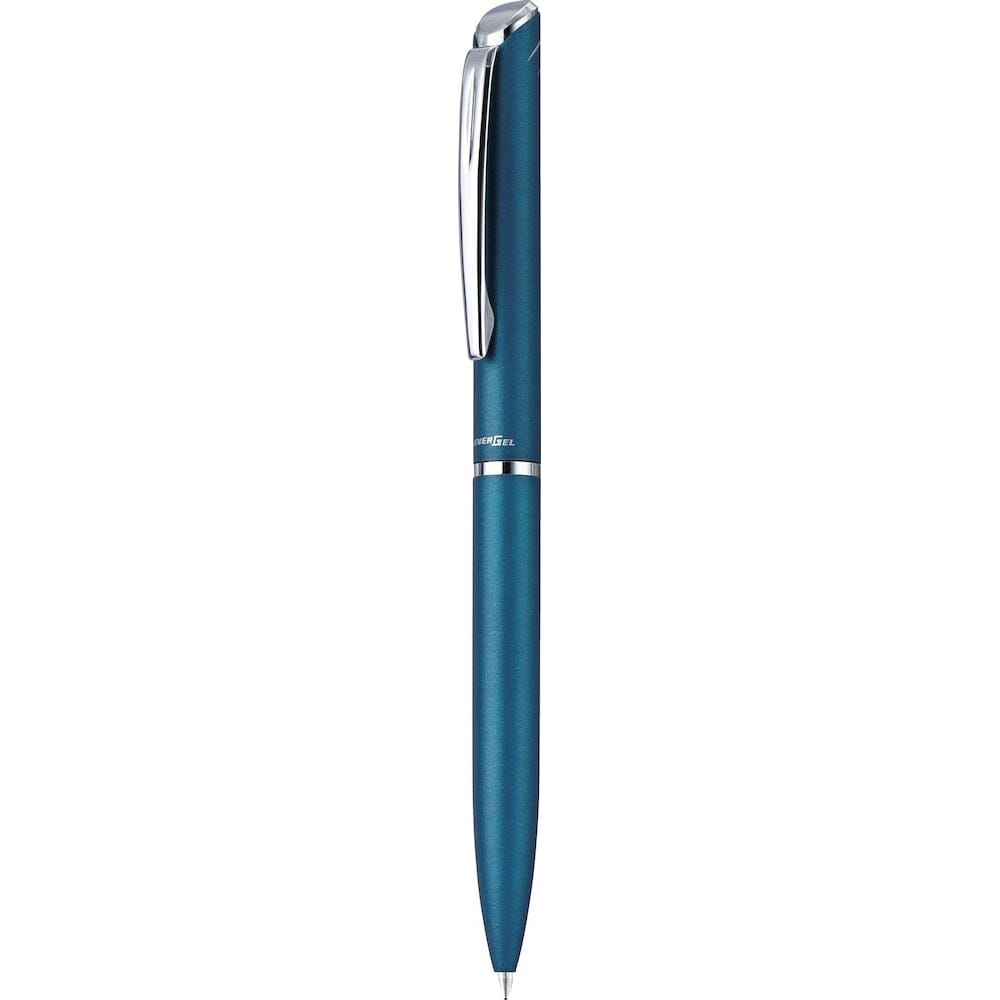 Roller cu gel Pentel EnerGel High Class, 0.7 mm, mecanism prin rasucire, mina neagra, corp metalic turquoise Rollere cu gel Pentel 