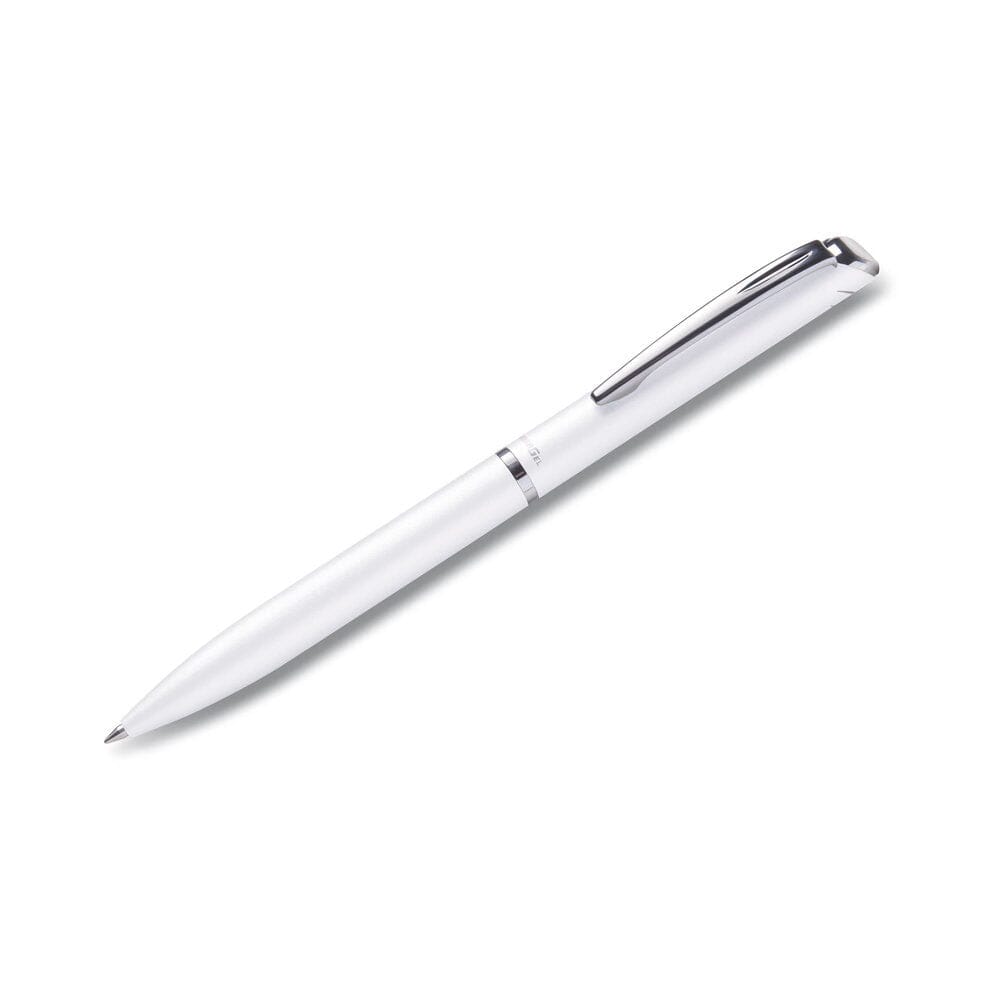 Roller cu gel Pentel EnerGel High Class, 0.7 mm, mecanism prin rasucire, mina neagra, corp metalic alb perlat Rollere cu gel Pentel 