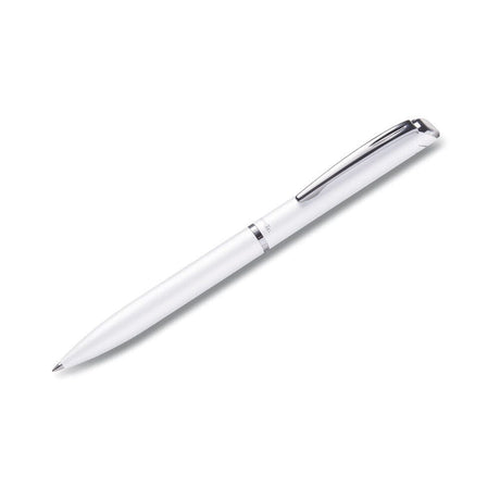 Roller cu gel Pentel EnerGel High Class, 0.7 mm, mecanism prin rasucire, mina neagra, corp metalic alb perlat Rollere cu gel Pentel 