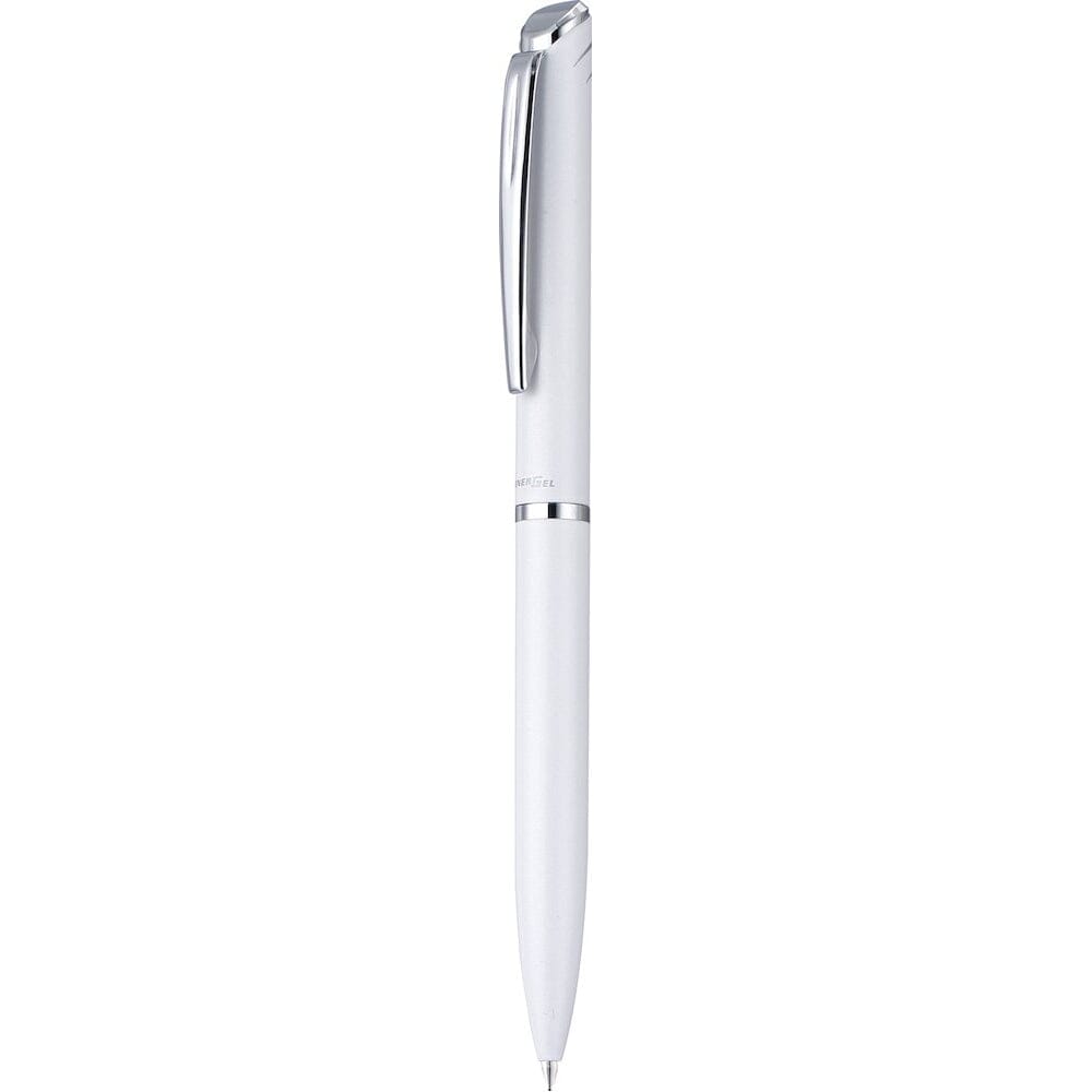 Roller cu gel Pentel EnerGel High Class, 0.7 mm, mecanism prin rasucire, mina neagra, corp metalic alb perlat Rollere cu gel Pentel 