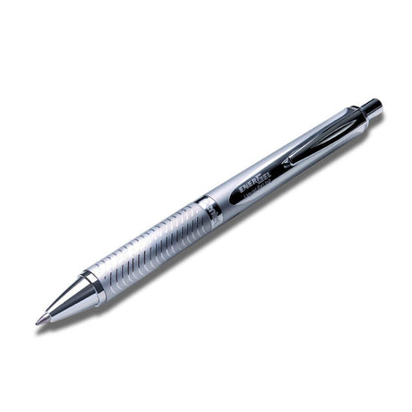 Roller cu gel Pentel EnerGel Sterling, 0.7 mm, cu mecanism, mina neagra, corp metalic argintiu Rollere cu gel Pentel 