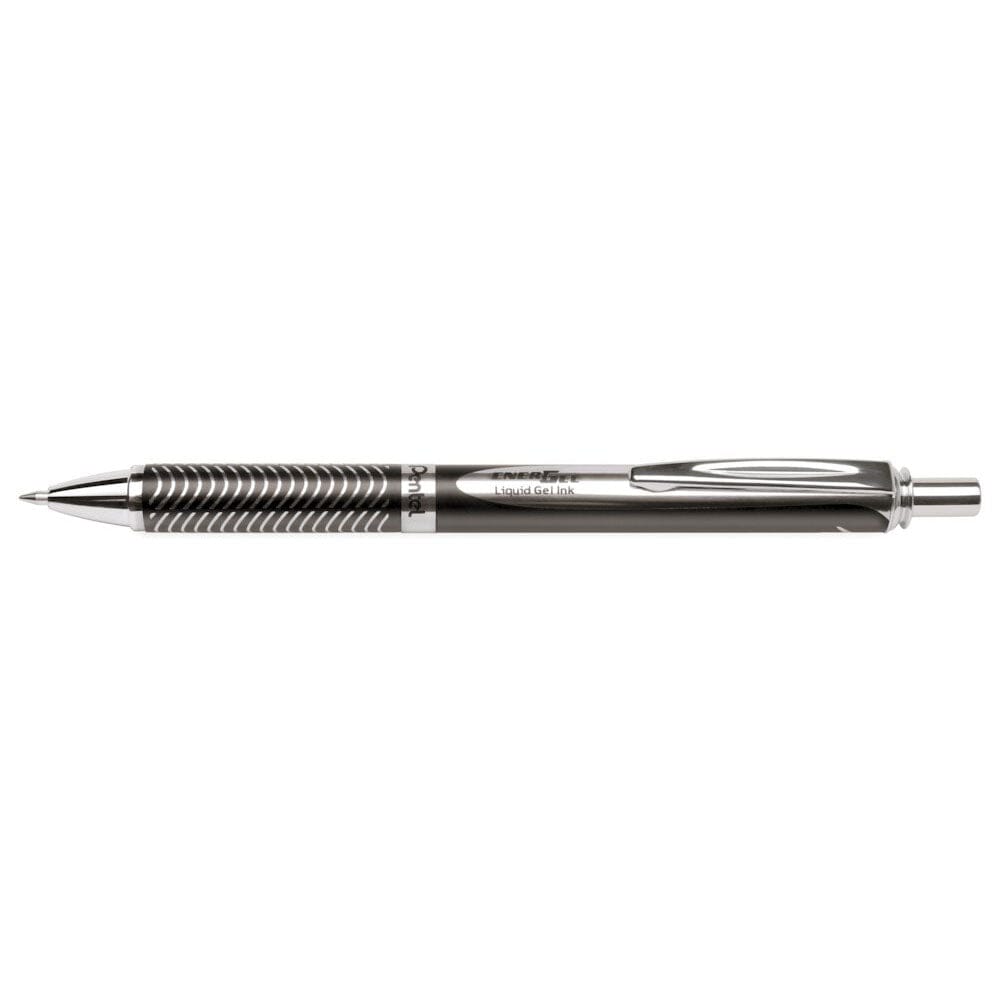 Roller cu gel Pentel EnerGel Sterling, 0.7 mm, cu mecanism, mina neagra, corp metalic negru Rollere cu gel Pentel 