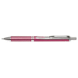 Roller cu gel Pentel EnerGel Sterling, 0.7 mm, cu mecanism, mina neagra, corp metalic rosu Rollere cu gel Pentel 