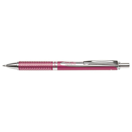 Roller cu gel Pentel EnerGel Sterling, 0.7 mm, cu mecanism, mina neagra, corp metalic rosu Rollere cu gel Pentel 
