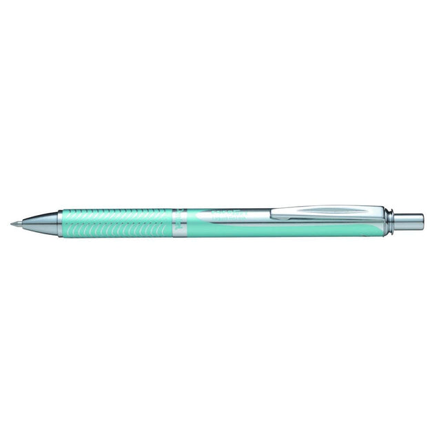 Roller cu gel Pentel EnerGel Sterling, 0.7 mm, cu mecanism, mina neagra, corp metalic bleu Rollere cu gel Pentel 