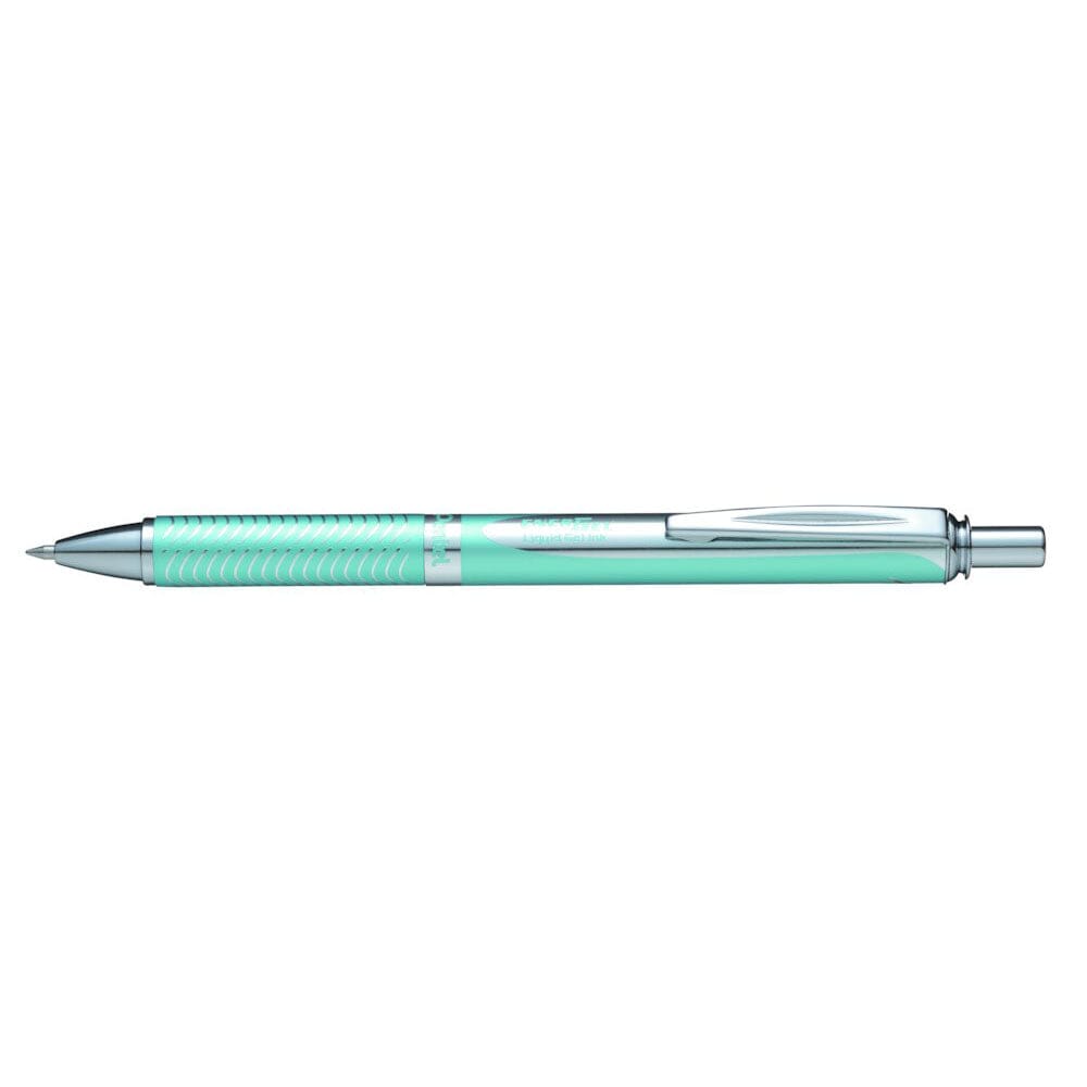 Roller cu gel Pentel EnerGel Sterling, 0.7 mm, cu mecanism, mina neagra, corp metalic bleu Rollere cu gel Pentel 