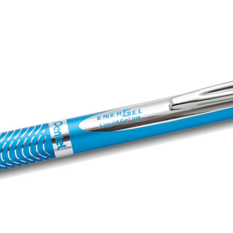 Roller cu gel Pentel EnerGel Sterling, 0.7 mm, cu mecanism, mina neagra, corp metalic albastru Rollere cu gel Pentel 