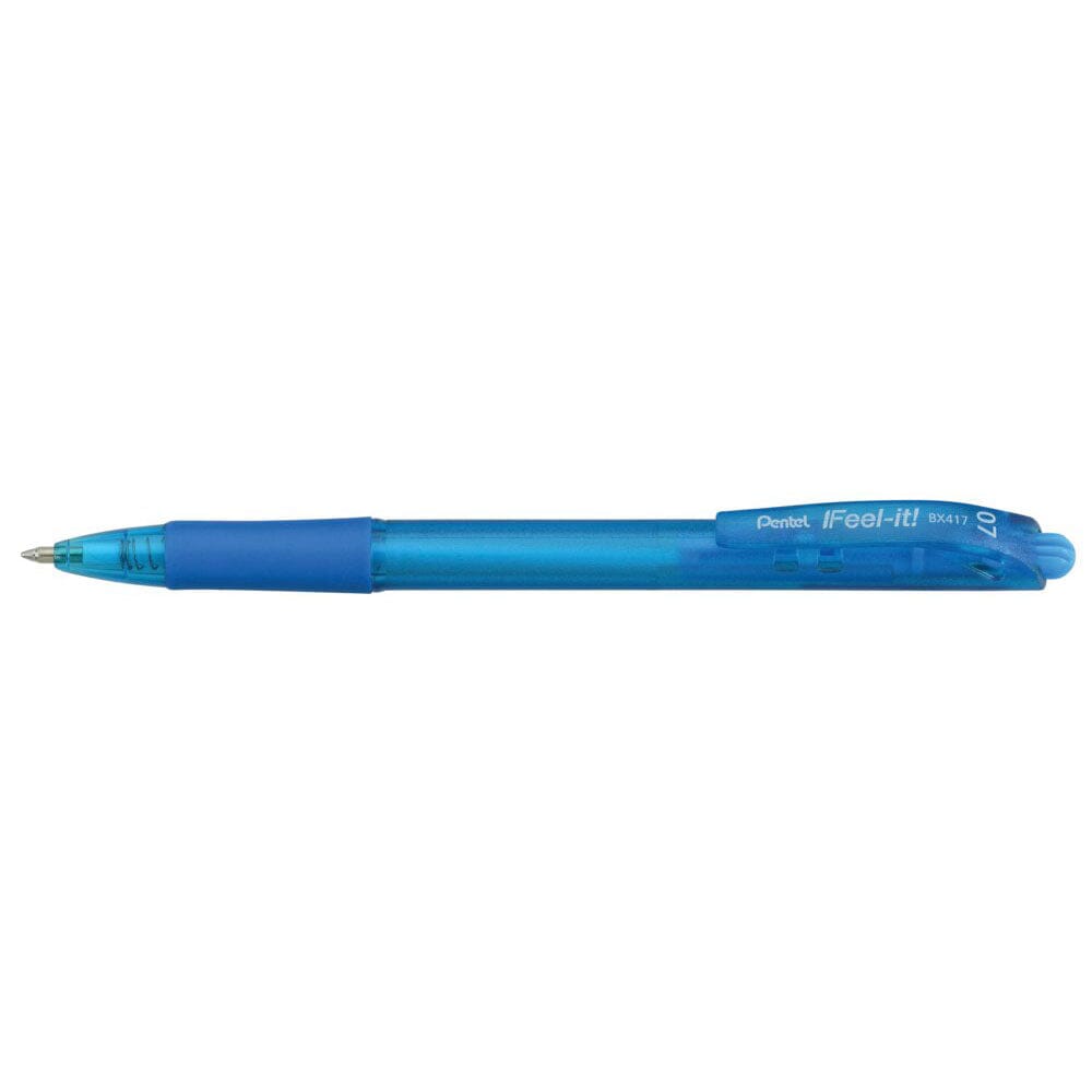 Pix Pentel IFeel-it!, 0.7 mm, cu mecanism, corp semitransparent, bleu Pixuri colorate Pentel 