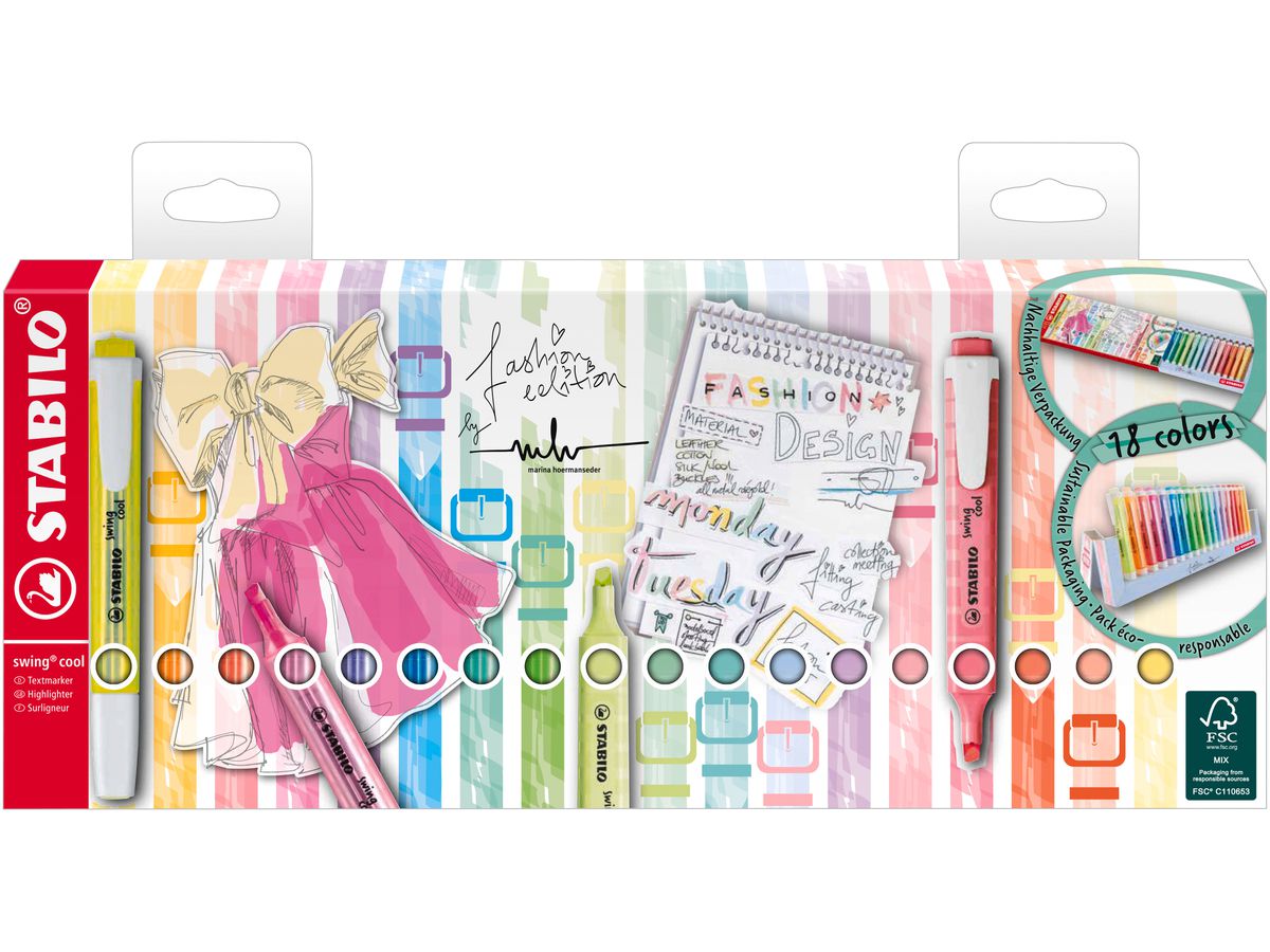 Textmarker STABILO swing cool Pastel set 18 culori Textmarker Stabilo 