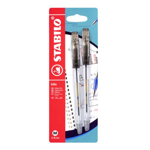 Pix fara mecanism Stabilo Bille 508, M, 2 bucati / set, negru Pixuri colorate Stabilo 