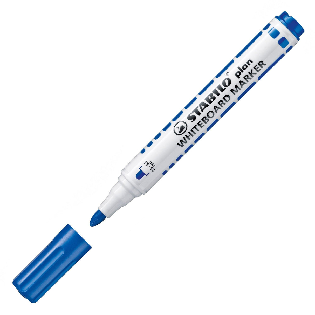 Marker pentru tabla Stabilo plan, varf rotund, 2 bucati / set, albastru Markere Stabilo 
