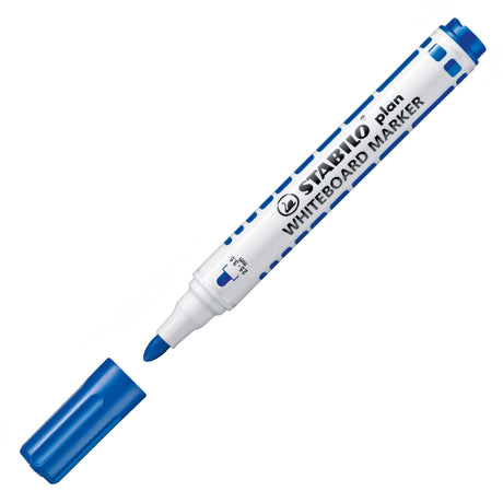 Marker pentru tabla Stabilo plan, varf rotund, 2 bucati / set, albastru Markere Stabilo 