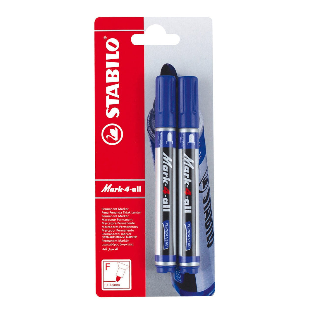 Marker permermanent Stabilo Mark-4-all, F, varf rotund, set 2 /set, albastru Markere Stabilo 