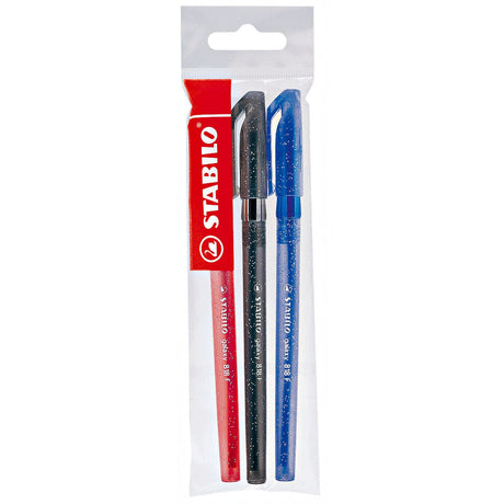 Pix fara mecanism Stabilo Galaxy 818, F, 3 culori / set, albastru, negru, rosu Pixuri colorate Stabilo 