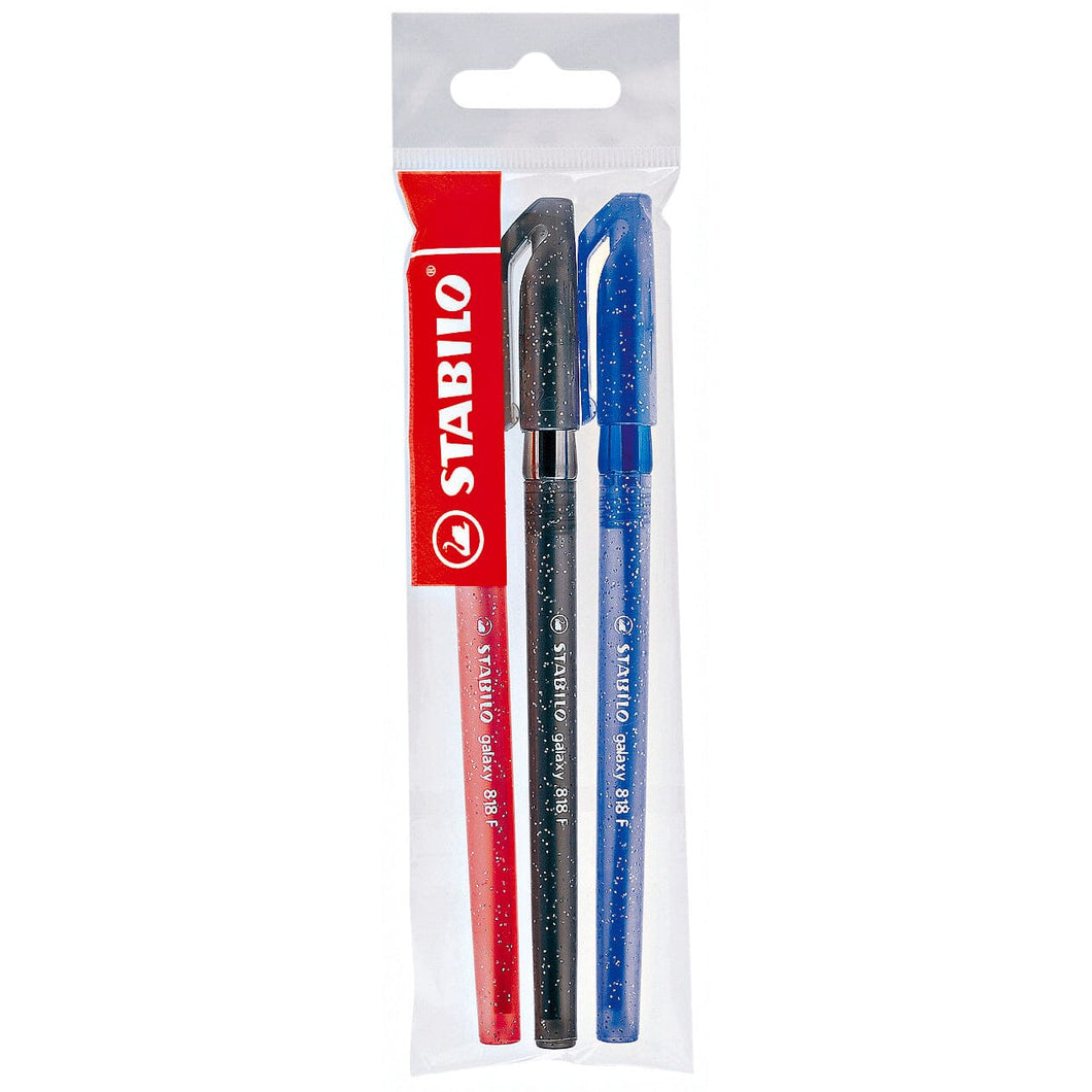 Pix fara mecanism Stabilo Galaxy 818, F, 3 culori / set, albastru, negru, rosu Pixuri colorate Stabilo 